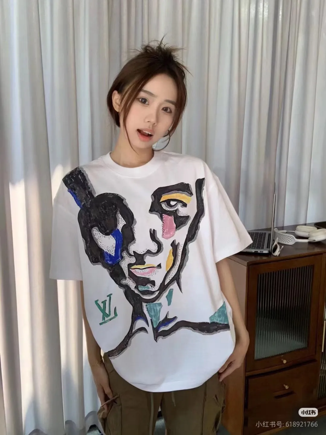 Louis Vuitton/Louis Vuitton portrait jacquard wool knit short sleeves